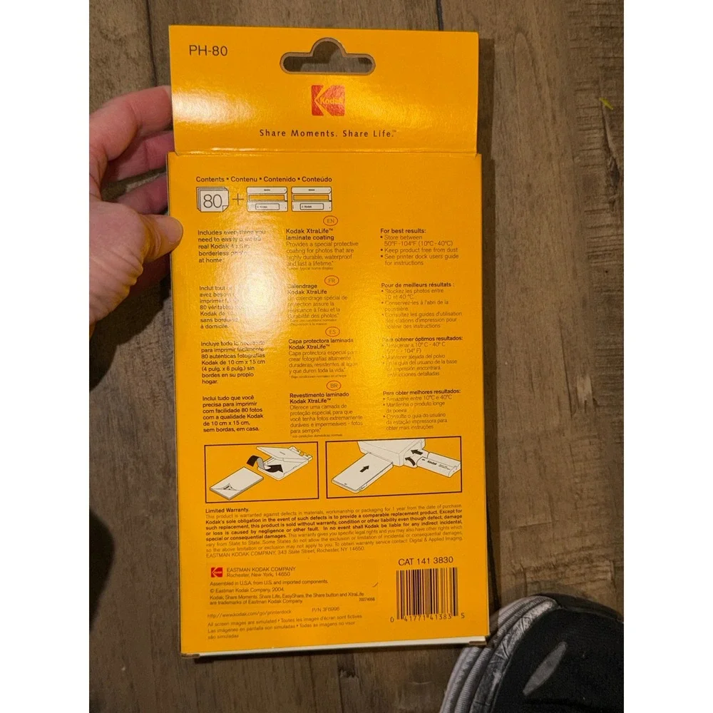 Kodak PH80 Color‎ Cartridge Photo Paper Kit 80 4x6 Photos Easyshare